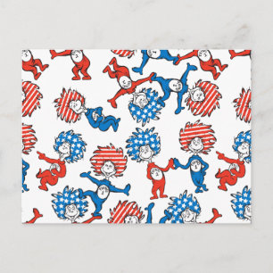 Dr. Seuss   Ding Eins Ding Zwei US-Flagge-Muster Postkarte
