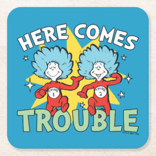 Dr. Seuss   Dingsda Eins Dingsda Zwei Ärger kommt  Rechteckiger Pappuntersetzer