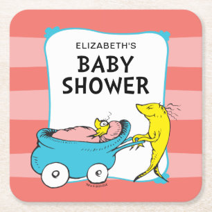Dr. Seuss Ein Fisch - Mädchen-Baby-Party Rechteckiger Pappuntersetzer