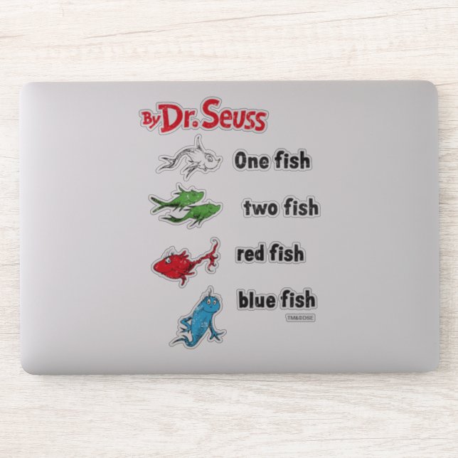 Dr. Seuss| Ein Fisch zwei Fische - Vintag Aufkleber (Computer)