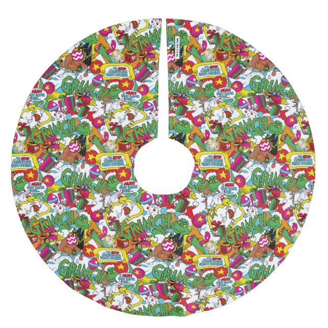 Dr. Seuss | Farbiges Muster Polyester Weihnachtsbaumdecke (Vorderseite)