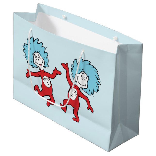 Dr. Seuss Figur 1 und Figur 2 Große Geschenktüte (Vorderseite Schrägansicht)