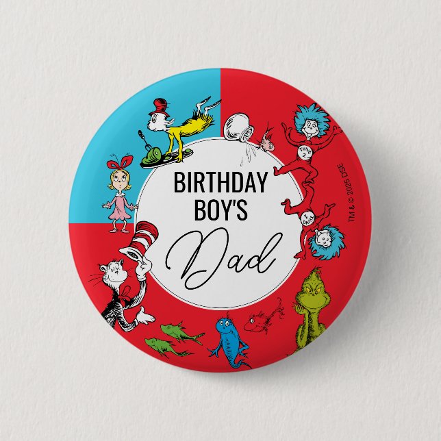 Dr. Seuss - Figuren | Kindergeburtstag Button (Vorderseite)