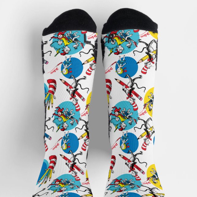 Dr. Seuss | Figuren mit Bleistiften Muster Socken (Oben)