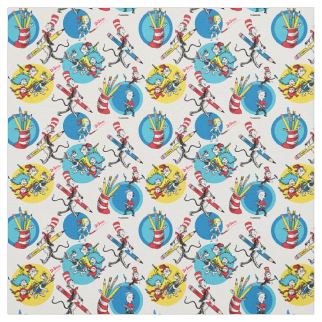 Dr. Seuss | Figuren mit Bleistiften Muster Stoff (Muster)