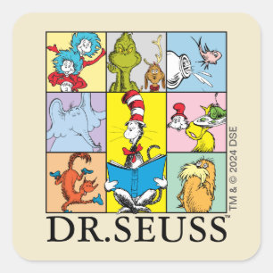 Dr. Seuss Geschichten Grafik Quadratischer Aufkleber