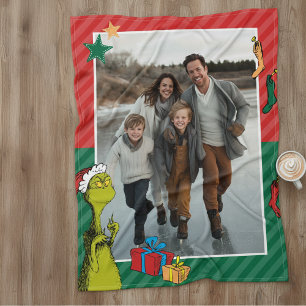 Dr. Seuss Grinch Familienfoto Feiertage Fleecedecke