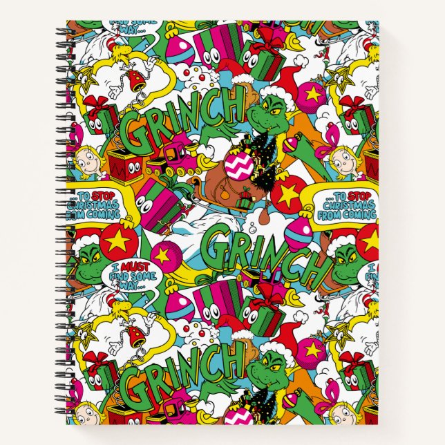 Dr. Seuss | Grinch Farbige Muster Notizbuch (Vorderseite)