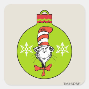 Dr. Seuss Grinch Katze im Hut-Ornament Quadratischer Aufkleber