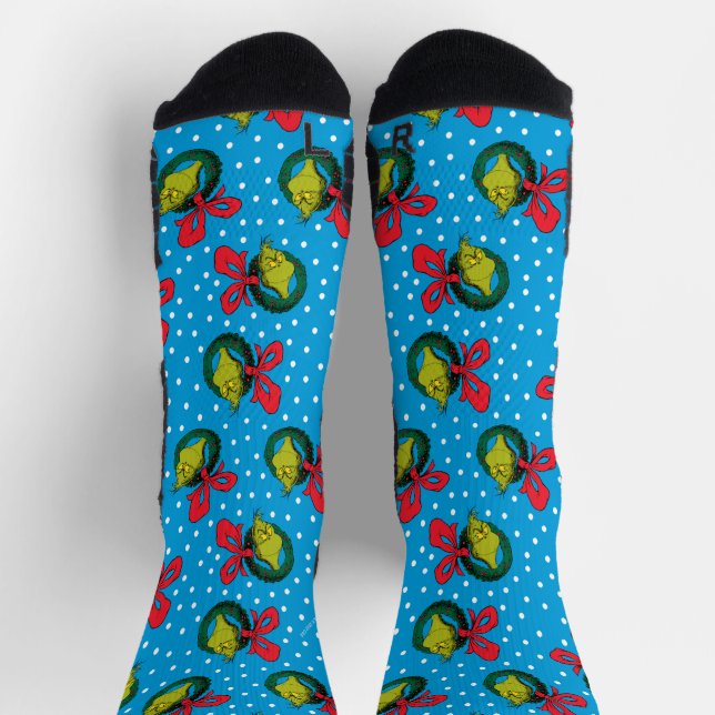 Dr. Seuss | Grinch | Weihnachtskranzmuster Socken (Oben)