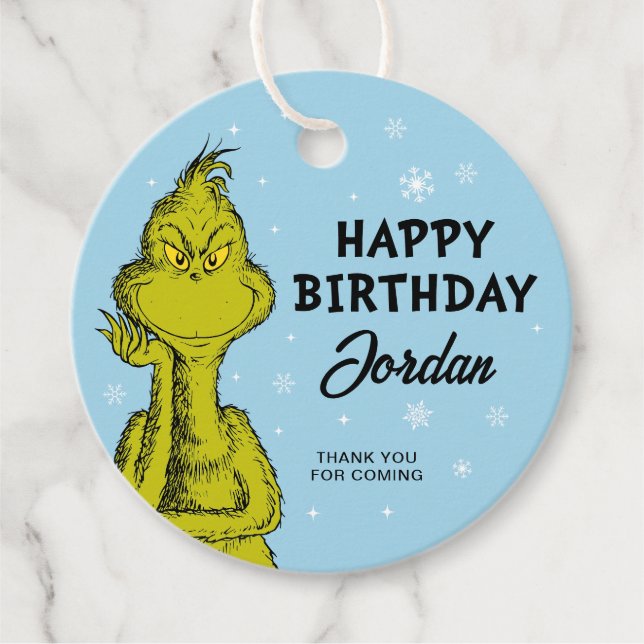 Dr. Seuss | Grinch Winter Birthday Favor Geschenkanhänger (Vorderseite)
