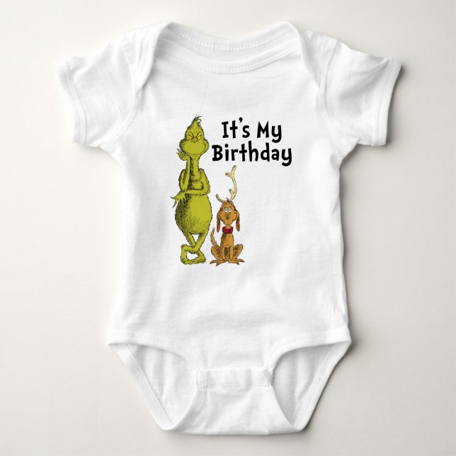 Dr. Seuss | Grinch Winter Geburtstag Baby Strampler (Vorderseite)