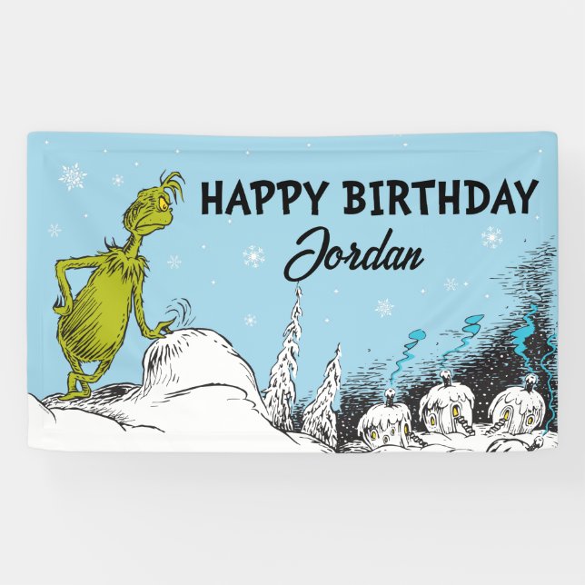 Dr. Seuss | Grinch Winter Geburtstag Banner (Horizontal)