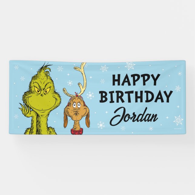 Dr. Seuss | Grinch Winter Geburtstag Banner (Horizontal)