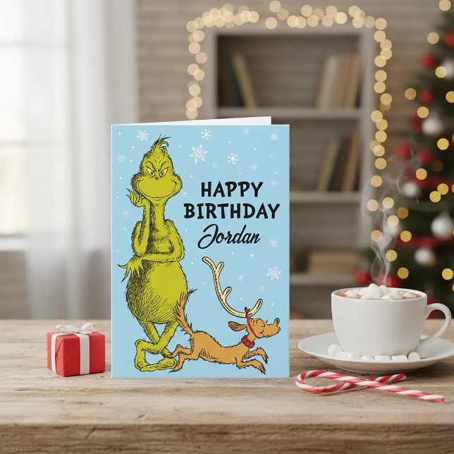 Dr. Seuss | Grinch Winter Geburtstag Karte (Von Creator hochgeladen)