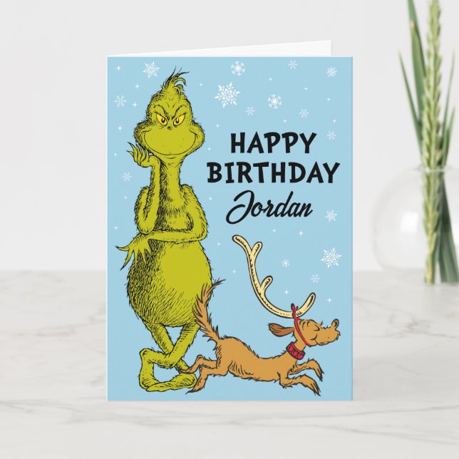 Dr. Seuss | Grinch Winter Geburtstag Karte (Vorderseite)