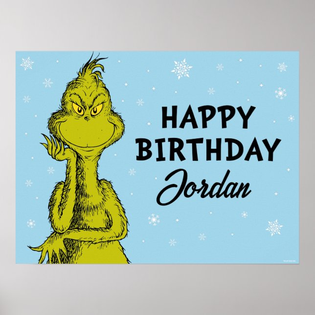 Dr. Seuss | Grinch Winter Geburtstag Poster (Vorne)