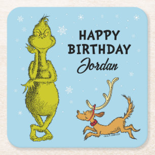 Dr. Seuss   Grinch Winter Geburtstag Rechteckiger Pappuntersetzer