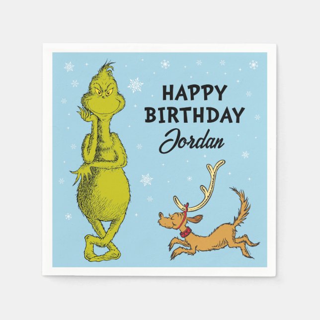 Dr. Seuss | Grinch Winter Geburtstag Serviette (Vorderseite)