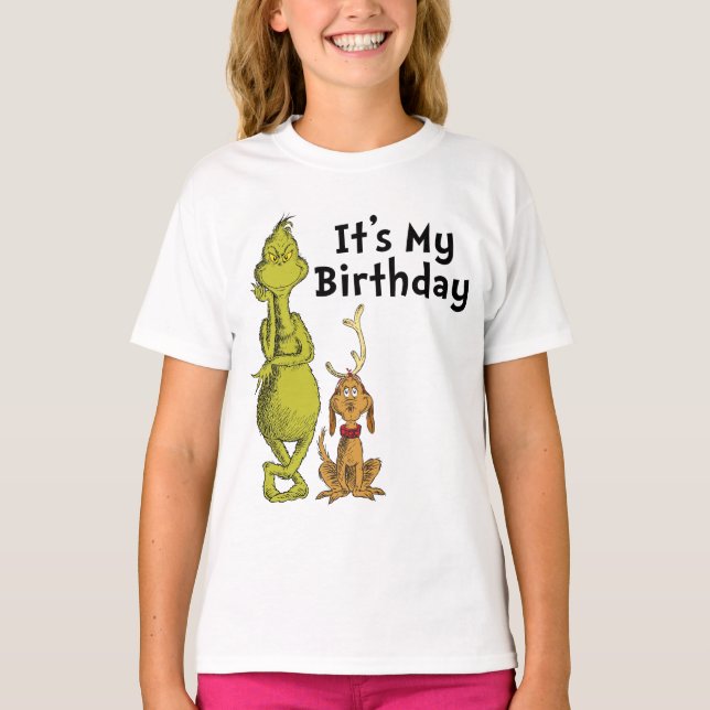 Dr. Seuss | Grinch Winter Geburtstag T-Shirt (Vorderseite)
