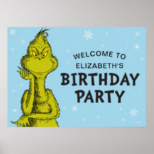 Dr. Seuss   Grinch Winter Geburtstag Willkommen Poster