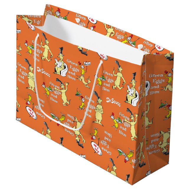 Dr. Seuss Grüne Eier mit Schinken Charakter-Muster Große Geschenktüte (Vorderseite Schrägansicht)