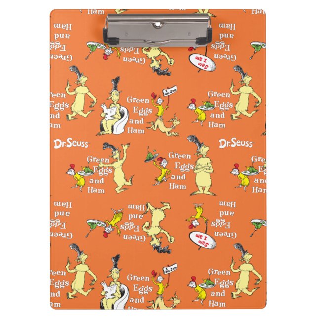 Dr. Seuss Grüne Eier mit Schinken Charakter-Muster Klemmbrett (Vorderseite)