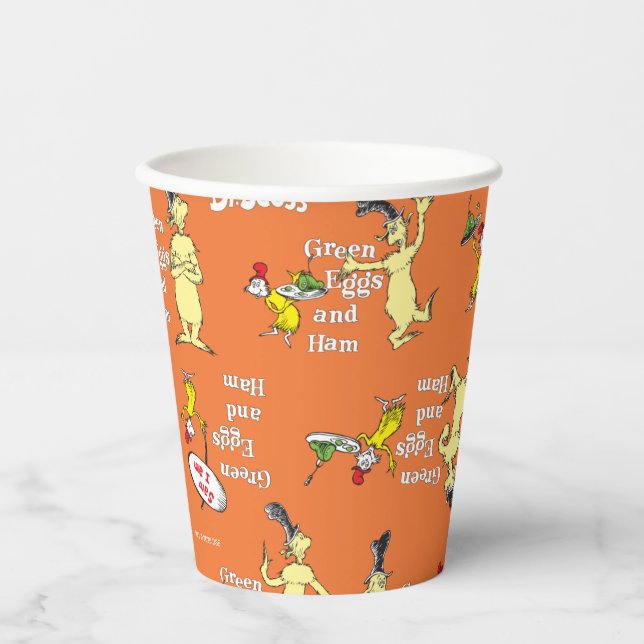 Dr. Seuss Grüne Eier mit Schinken Charakter-Muster Pappbecher (Vorderseite)