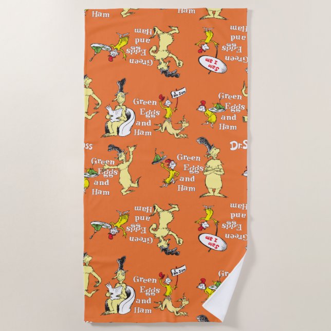 Dr. Seuss Grüne Eier mit Schinken Charakter-Muster Strandtuch (Vorderseite)