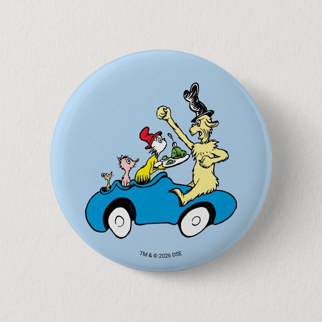 Dr. Seuss Grüne Eier mit Schinken Charaktere im Au Button (Vorderseite)