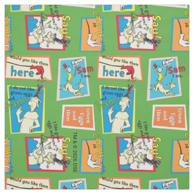 Dr. Seuss Grüne Eier mit Schinken Geschichte Zitat Stoff (Muster)