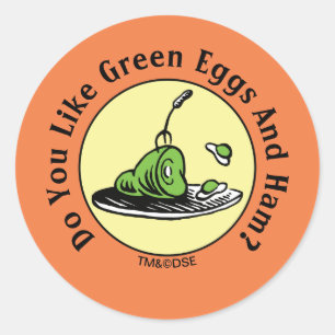 Dr. Seuss   Grüne Eier und Schinken Icon Runder Aufkleber