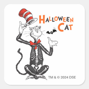 Dr. Seuss   Halloween Cat in the Hat Quadratischer Aufkleber