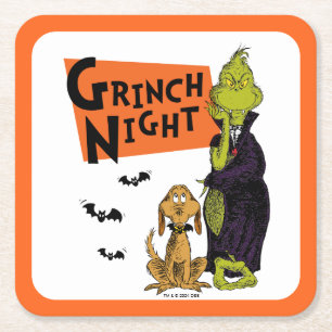 Dr. Seuss Halloween Grinch Nacht Grafik Rechteckiger Pappuntersetzer