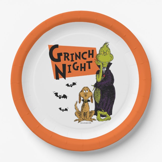 Dr. Seuss | Hallowen Grinch Night Graphic Pappteller (Vorderseite)