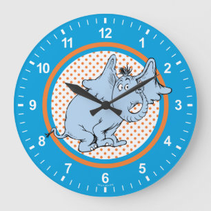 Dr. Seuss Horton Hört Ein Huu Orangefarbene Tupfen Große Wanduhr