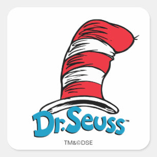 Dr. Seuss Hut-Logo Quadratischer Aufkleber