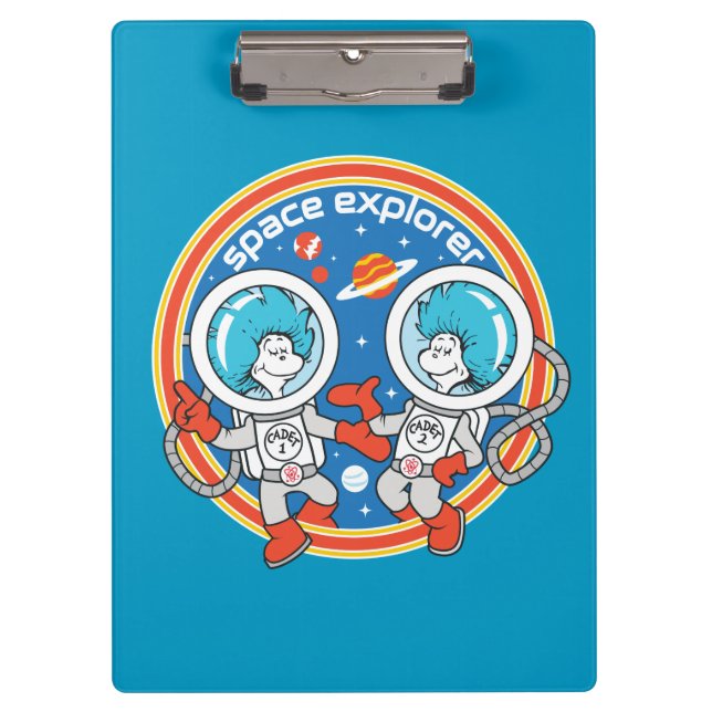 Dr. Seuss | Kaddet One Cadet Two Space Explorer Klemmbrett (Vorderseite)