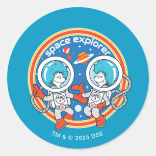 Dr. Seuss   Kaddet One Cadet Two Space Explorer Runder Aufkleber