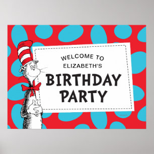 Dr. Seuss Kater im Hut Geburtstagsfeier Poster