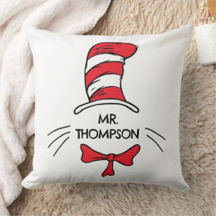 Dr. Seuss Kater mit Hut Individueller Lehrername Kissen