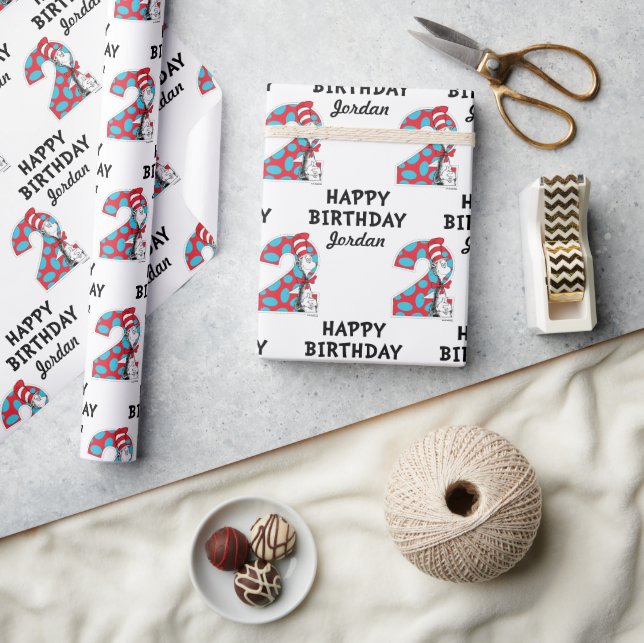 Dr. Seuss | Katze am 2. Geburtstag Geschenkpapier (Kunsthandwerk)