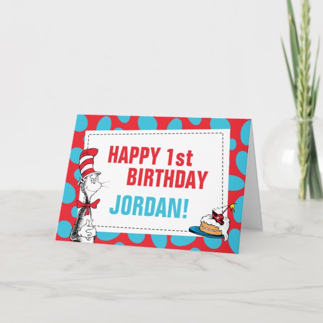 Dr. Seuss | Katze am Geburtstag Karte (Vorderseite)