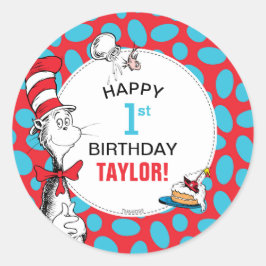 Dr. Seuss | Katze am Geburtstag Runder Aufkleber