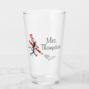 Dr. Seuss Katze im geschriebenen Namen Glas