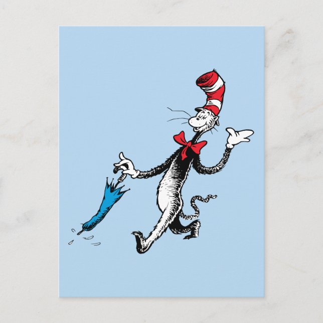 Dr. Seuss | Katze im Hat-Regenschirm Postkarte (Vorderseite)