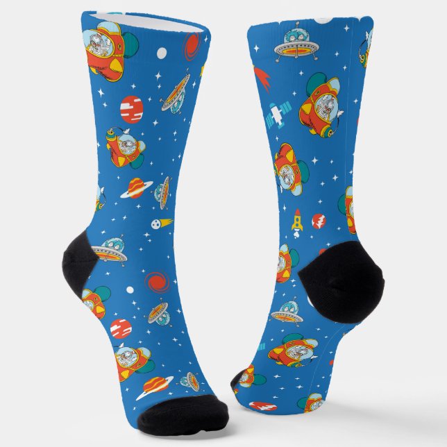 Dr. Seuss | Katze im Hat Space Muster Socken (Gewinkelt)