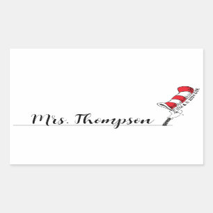 Dr. Seuss   Katze im Hat-Symbol-Individuelle Name Rechteckiger Aufkleber