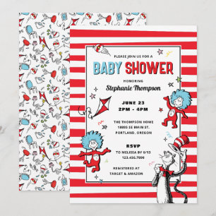 Dr. Seuss - Katze im Hut Babyparty Einladung