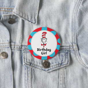 Dr. Seuss Katze im Hut Geburtstagsmädchen Button